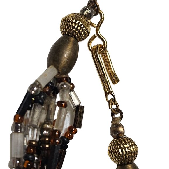 Vintage Boho Seed Beaded Multi Strand Chunky Necklace Fashion Jewelry Statement - Picture 3 of 5